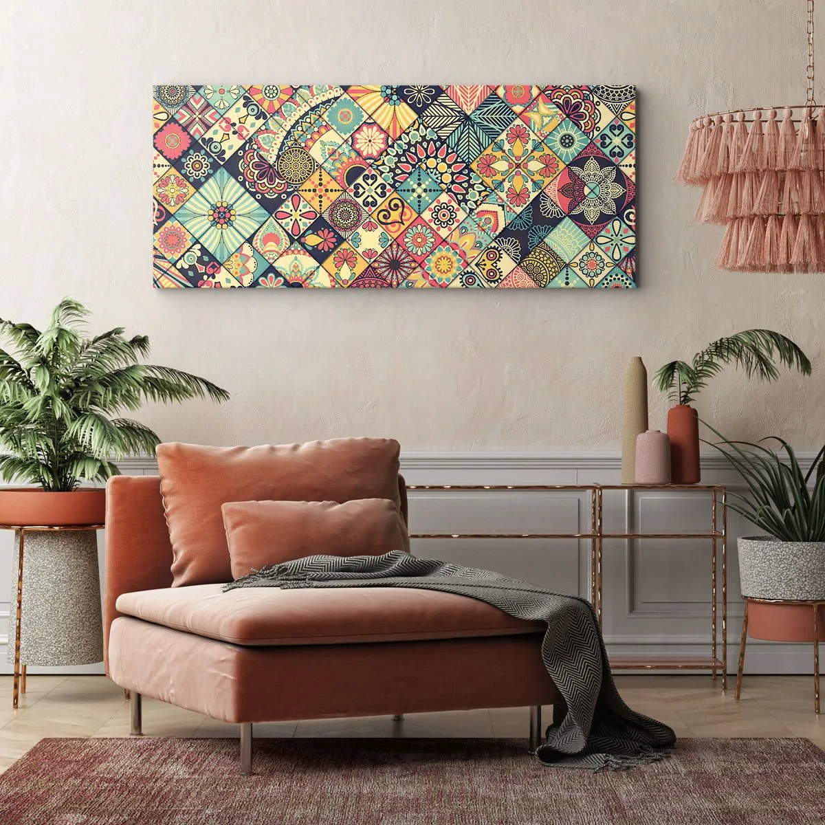Quadro em tela - Vibrações marroquinas - 160x50 cm