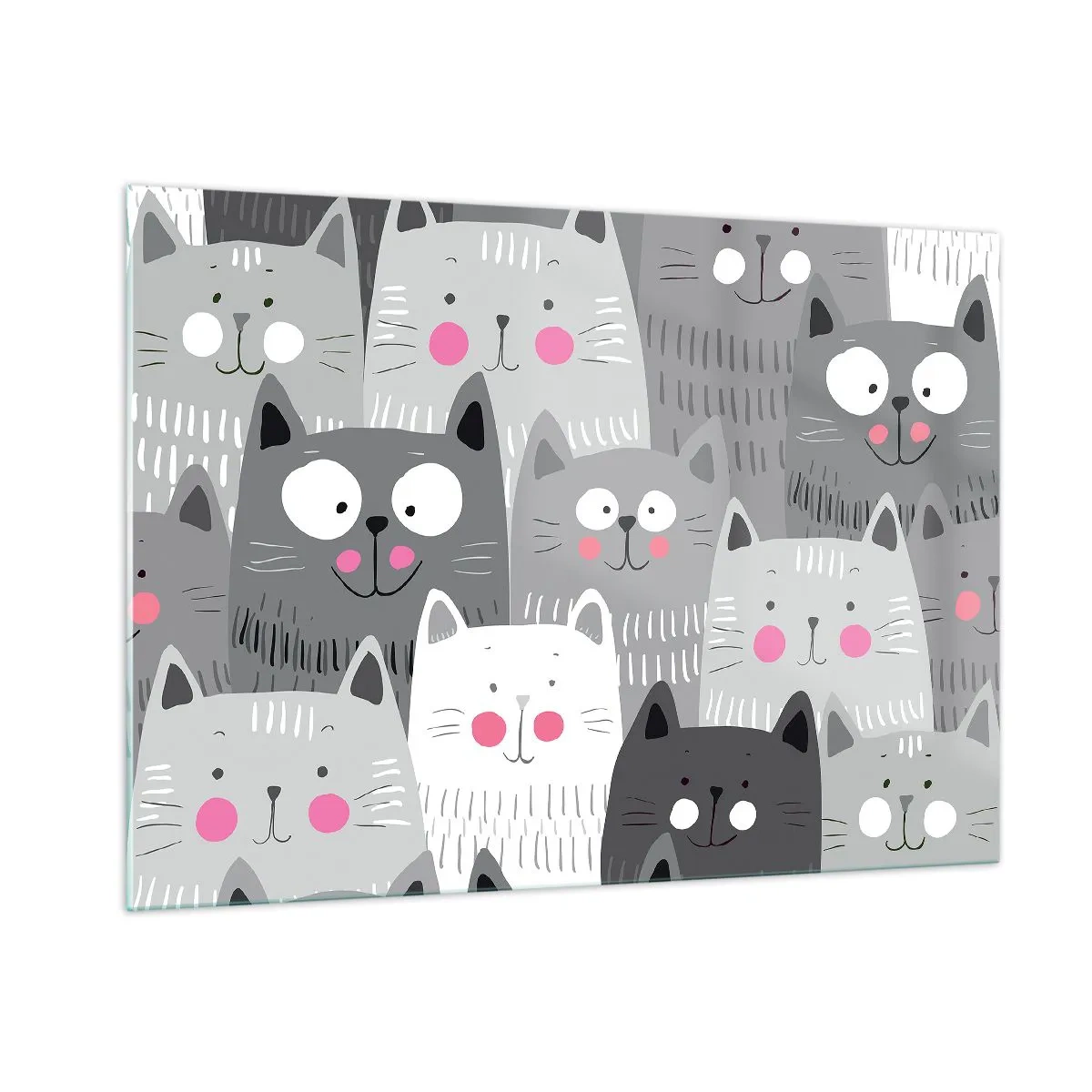 Quadro em vidro - O mundo dos gatos - 100x70 cm