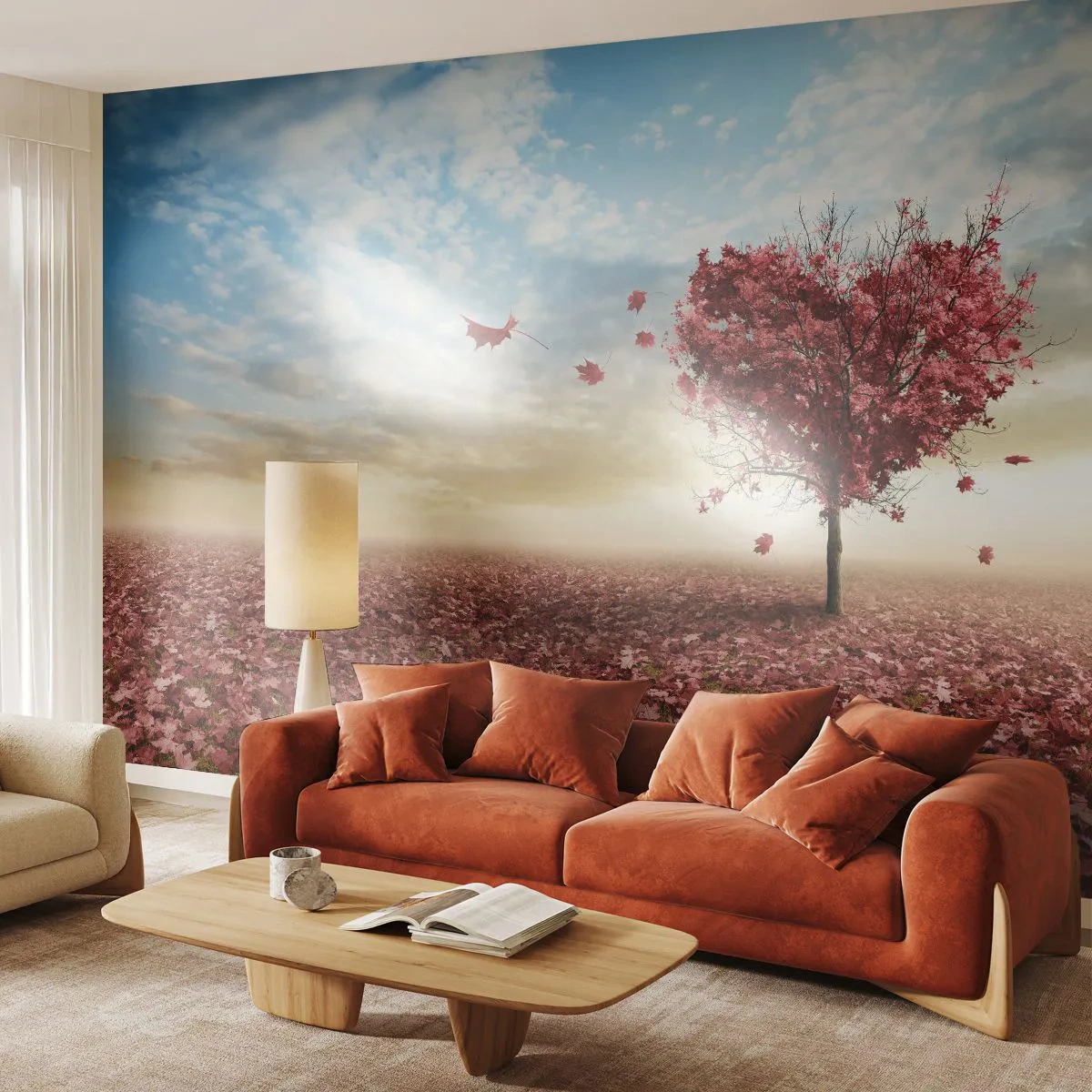 Papel de Parede Autocolante Deluxe Sticker - Ame também o outono - Paisagem, Gráficos, Árvore - 250x175 cm