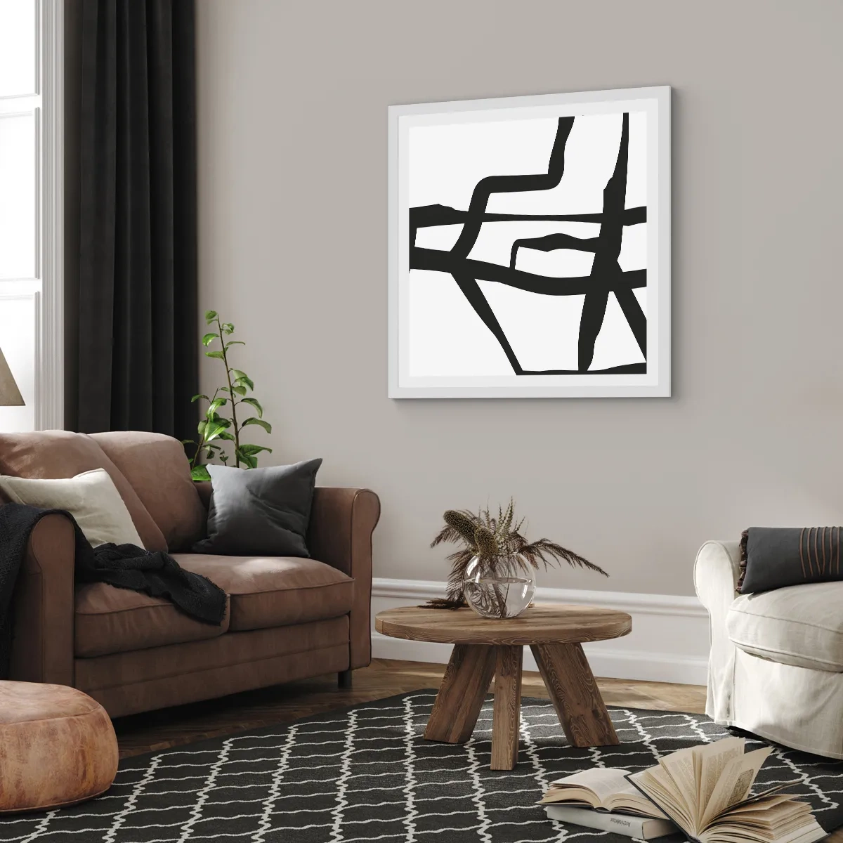 Pôster em moldura branca - Projeto preto e branco - 60x60 cm