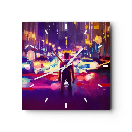 Relógio de parede - Relógio em vidro - Imerso na luz - 40x40 cm