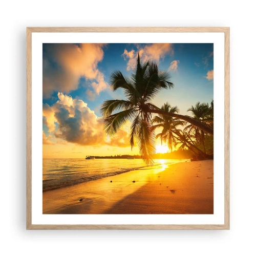Pôster com moldura de carvalho claro - Um sonho caribenho - 60x60 cm