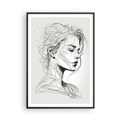 Pôster com moldura preta - Retrato em pensamento - 70x100 cm
