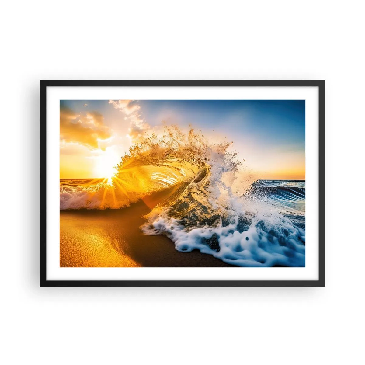 Pôster com moldura preta - Diversão na areia - 70x50 cm