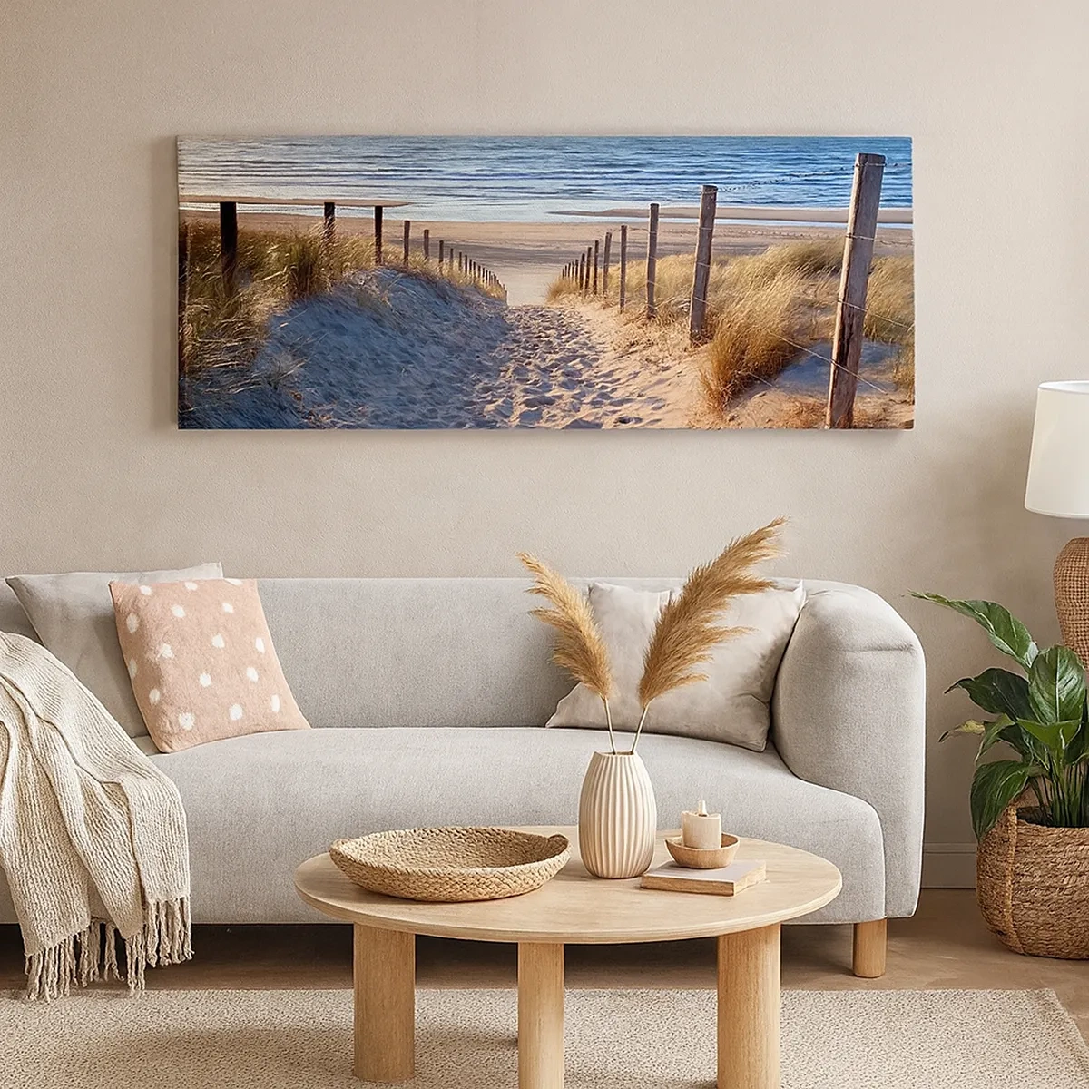 Quadro em tela - O som do mar, o canto dos pássaros, a praia selvagem entre a relva... - 30x30 cm