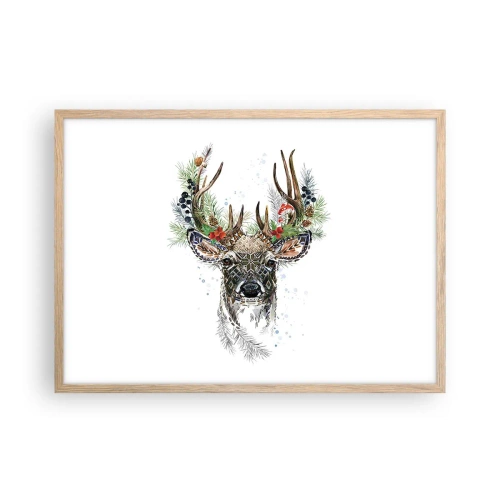 Pôster com moldura de carvalho claro - Num manto festivo - 70x50 cm
