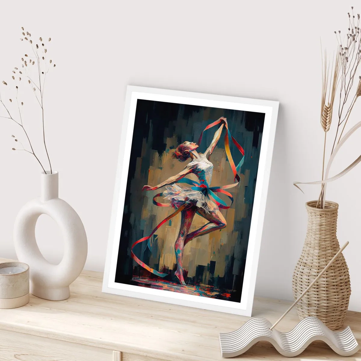 Pôster em moldura branca - Dança da fita - 50x70 cm