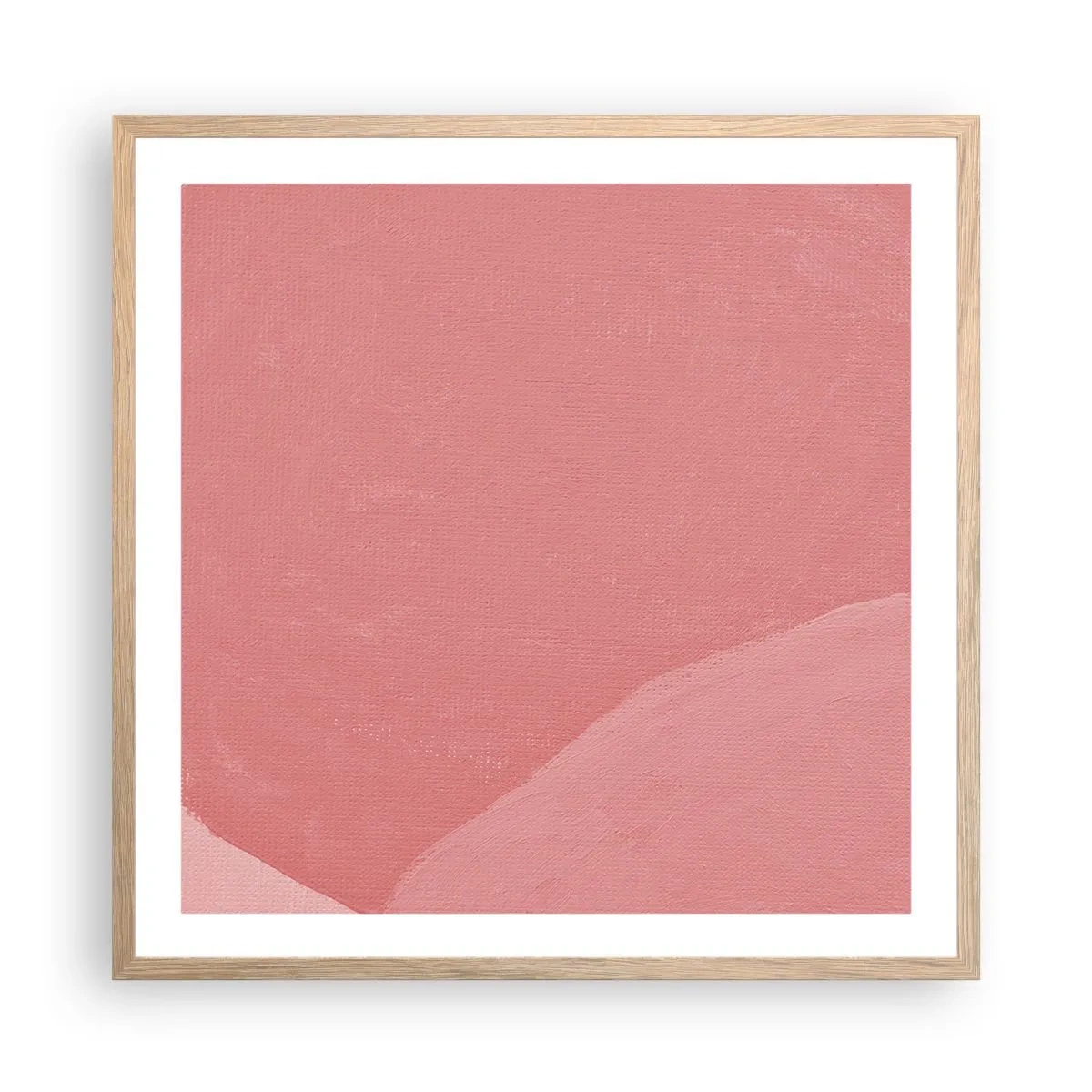 Pôster com moldura de carvalho claro - Composição orgânica em rosa - 60x60 cm