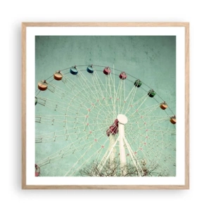 Pôster com moldura de carvalho claro - Diverte-te - 60x60 cm