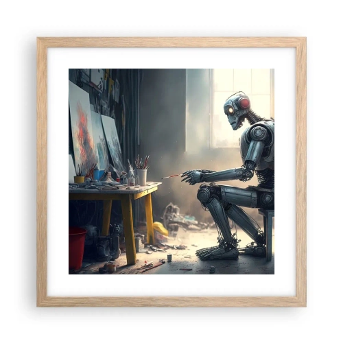 Pôster com moldura de carvalho claro - O ato de criação - 40x40 cm