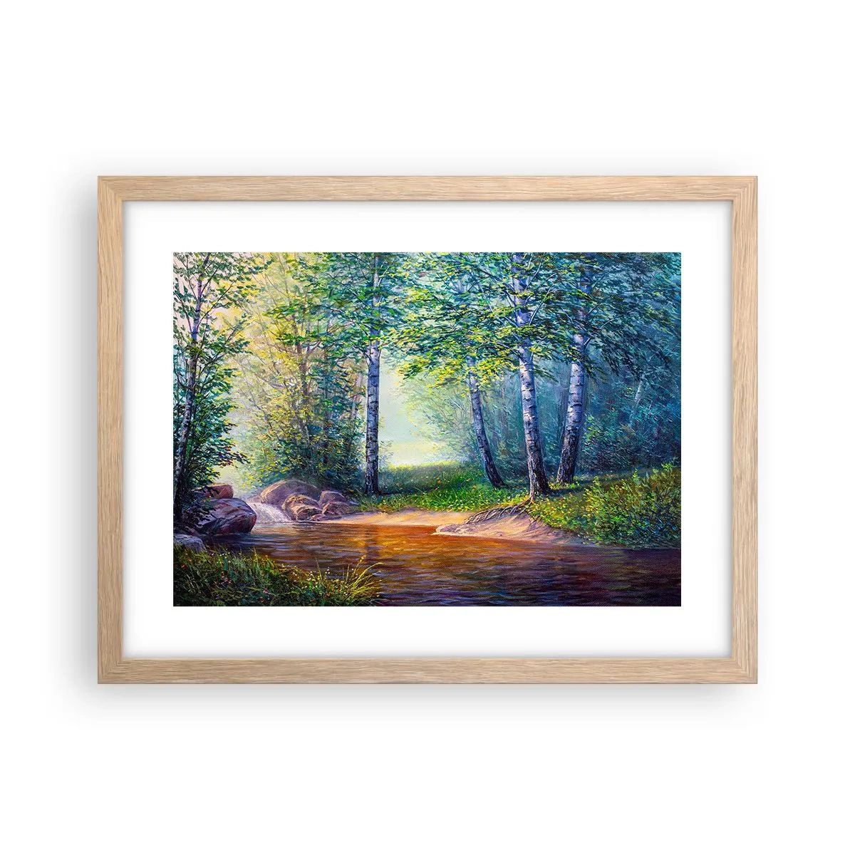 Pôster com moldura de carvalho claro - Cenário idílico - 40x30 cm