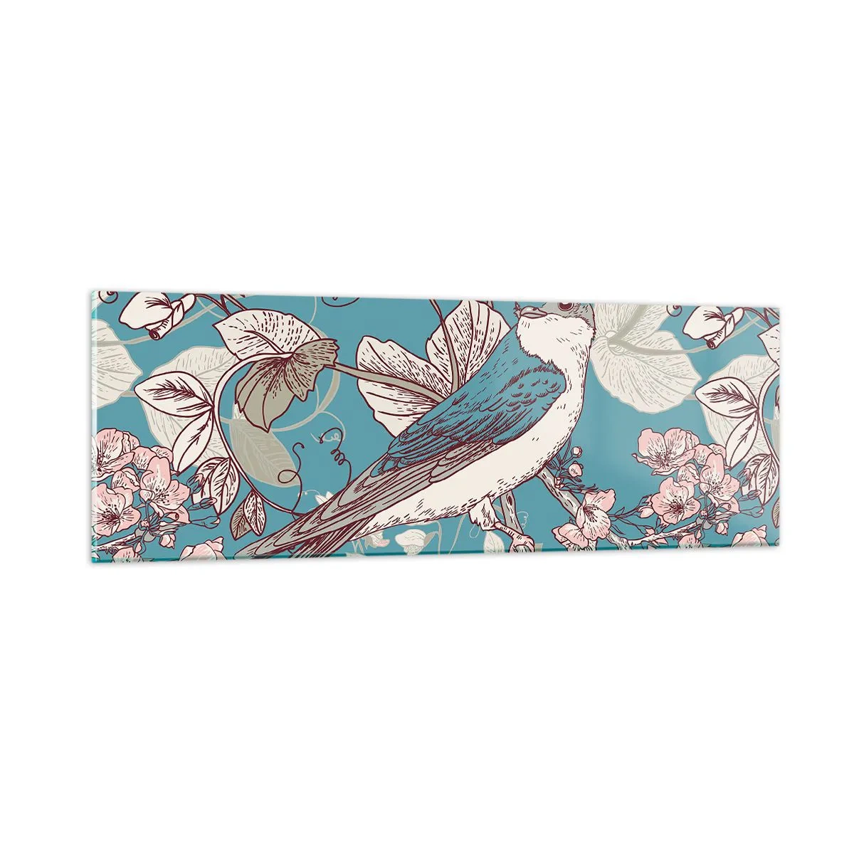 Quadro em vidro - Cantos no choupo-branco - 90x30 cm