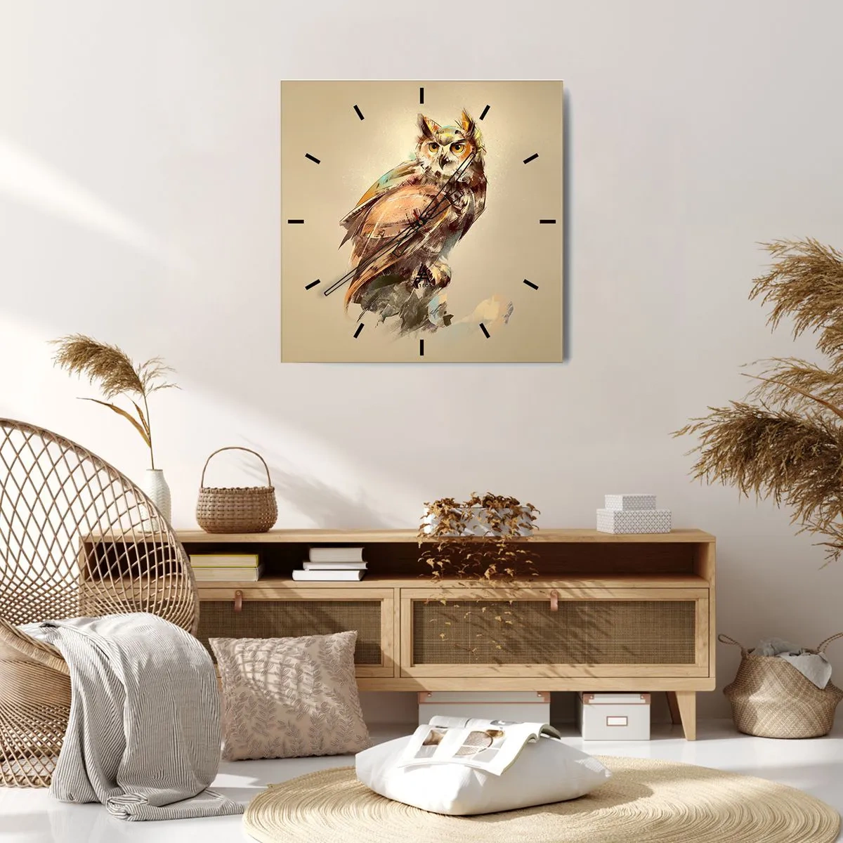 Relógio de parede - Relógio em vidro - A coruja mais inteligente - a floresta confirma - 30x30 cm