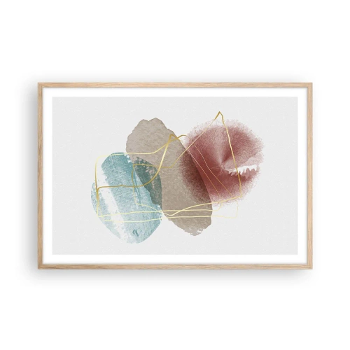 Pôster com moldura de carvalho claro - Corais espaciais - 91x61 cm