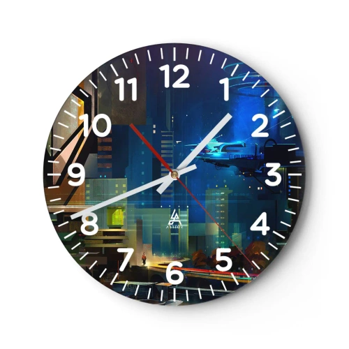 Relógio de parede - Relógio em vidro - Num futuro próximo - 30x30 cm
