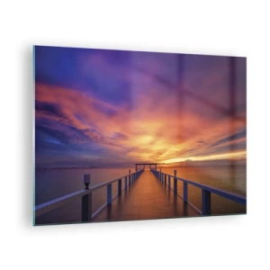 Quadro em vidro - O cais com o pôr do sol como pano de fundo - 70x50cm - Sem fim - Decoração de parede moderna para a sala de estar e quarto ARTTOR