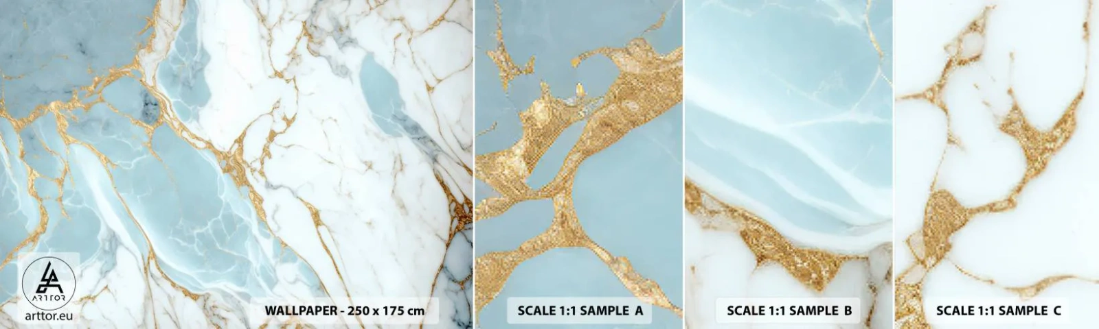 Amostra de papel de parede autocolante Deluxe Sticker - Riqueza de pedra - Art Deco, Glamour, Mármore - 100x30 cm