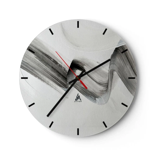 Relógio de parede - Relógio em vidro - Pincelada abstrata cinza sobre fundo claro - 30x30cm - Casualmente para se divertir - Decoração de parede moderna para a sala de estar, cozinha e quarto ARTTOR