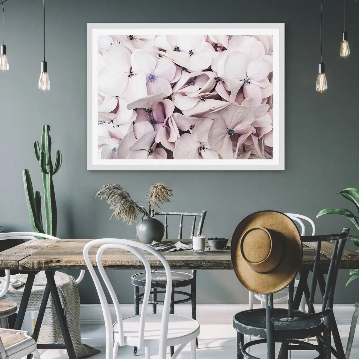 Pôster em moldura branca - Em uma inundação de flores - 91x61 cm