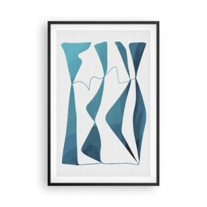 Pôster com moldura preta - Abstração: composto turquesa - 61x91 cm