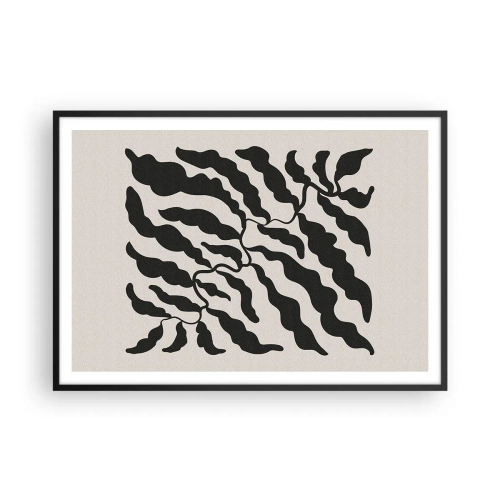 Pôster com moldura preta - A natureza da praça - 100x70 cm