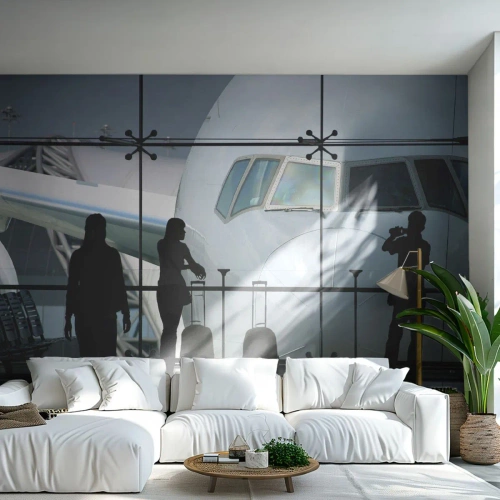 Papel de Parede Premium Canvas - Vis a vis no aeroporto - Avião, Aeroporto, Viagens - 100x70 cm