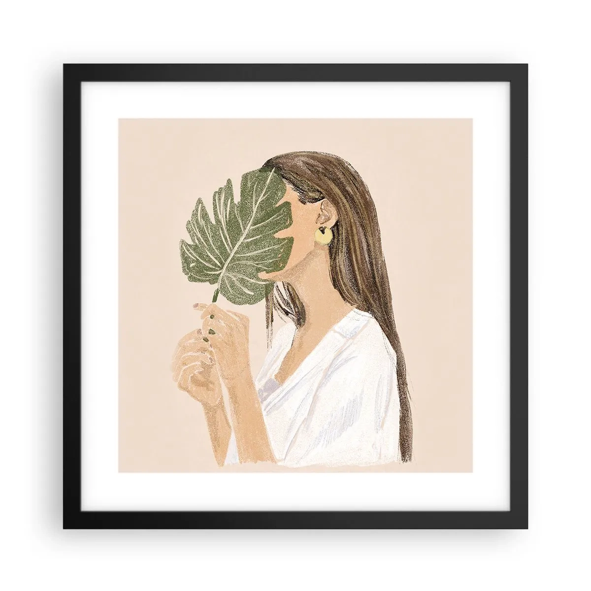 Pôster com moldura preta - Retrato misterioso com uma adepta - 40x40 cm