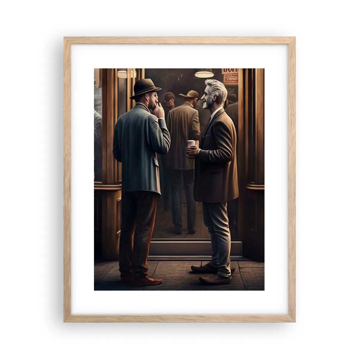 Pôster com moldura de carvalho claro - Boa hora do dia - 40x50 cm