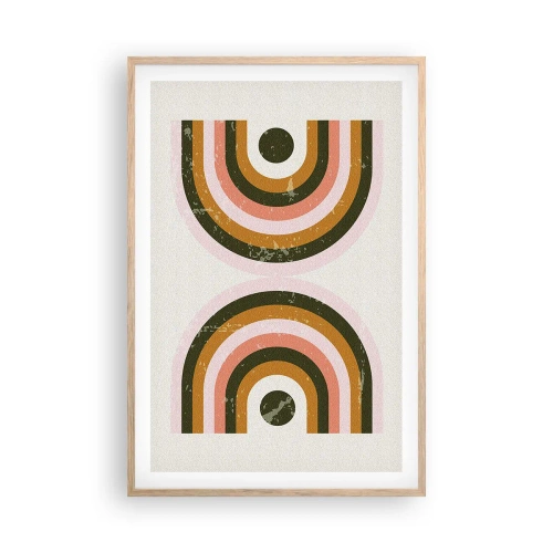 Pôster com moldura de carvalho claro - Abstração gêmea - 61x91 cm