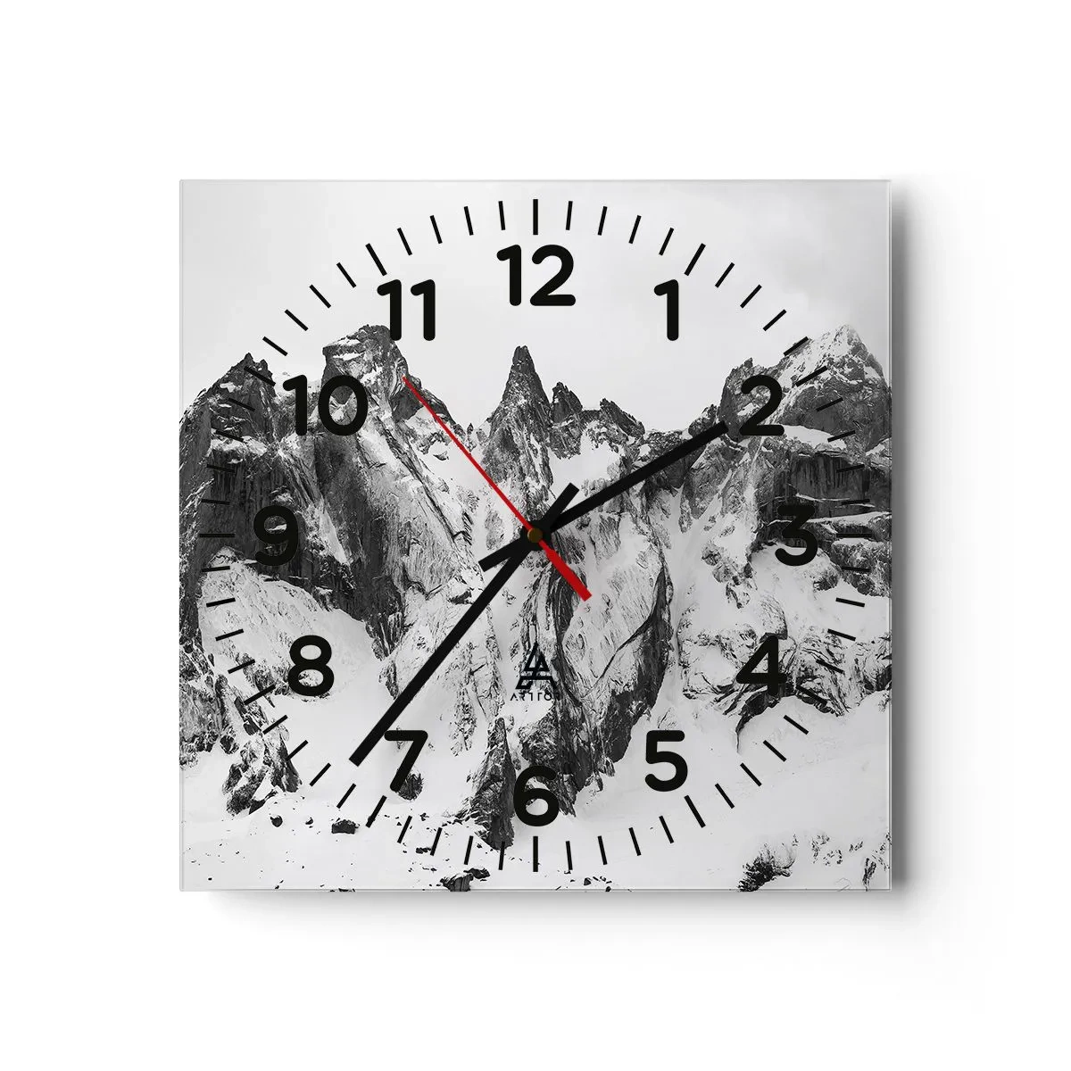 Relógio de parede - Relógio em vidro - O assustador cume de granito - 40x40 cm