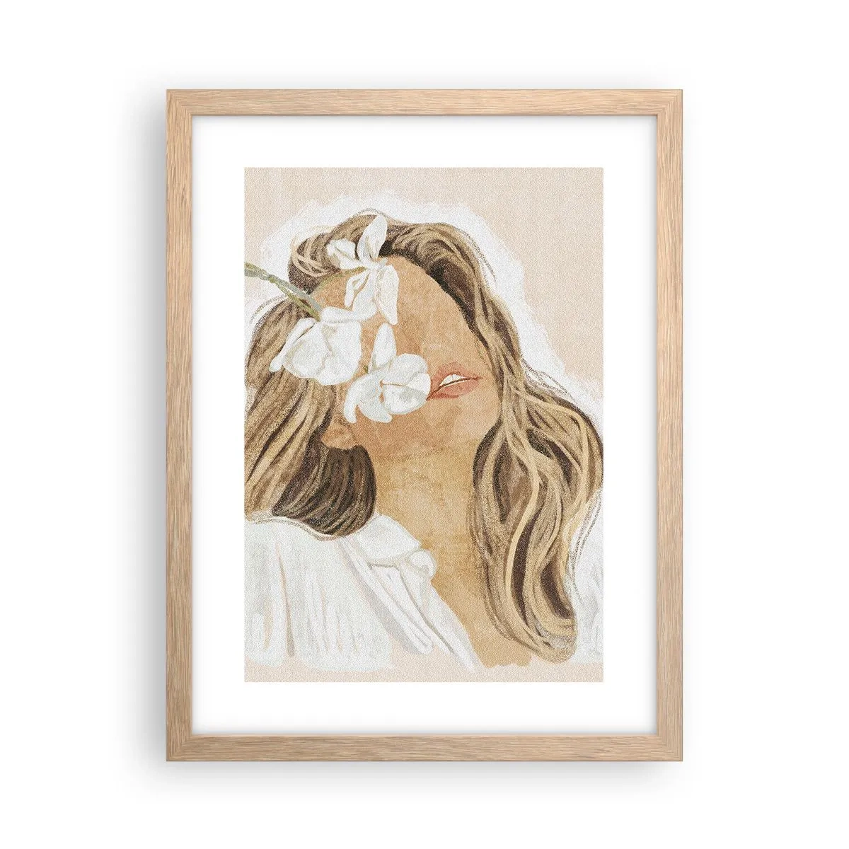 Pôster com moldura de carvalho claro - Entre as flores em êxtase - 30x40 cm