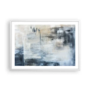Pôster em moldura branca - Atrás da cortina azul - 70x50 cm