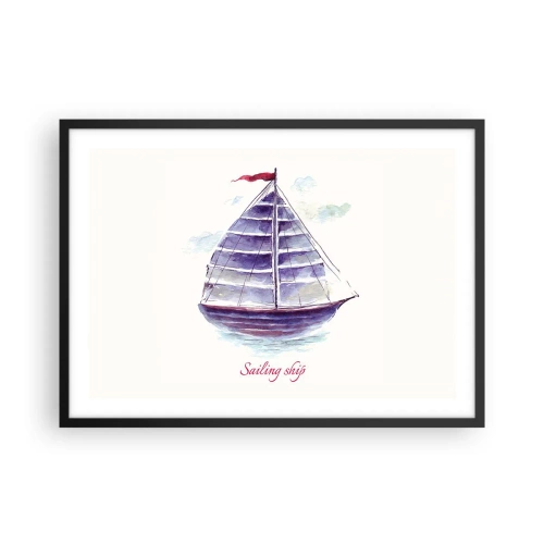 Pôster com moldura preta - Cheio de velas e águas calmas - 70x50 cm