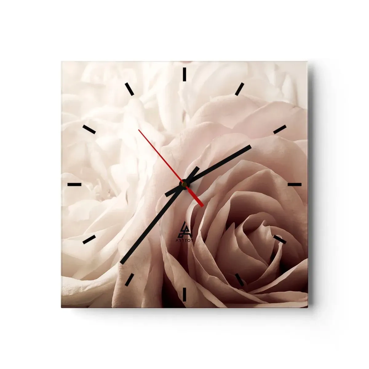 Relógio de parede - Relógio em vidro - No coração de uma rosa - 30x30 cm