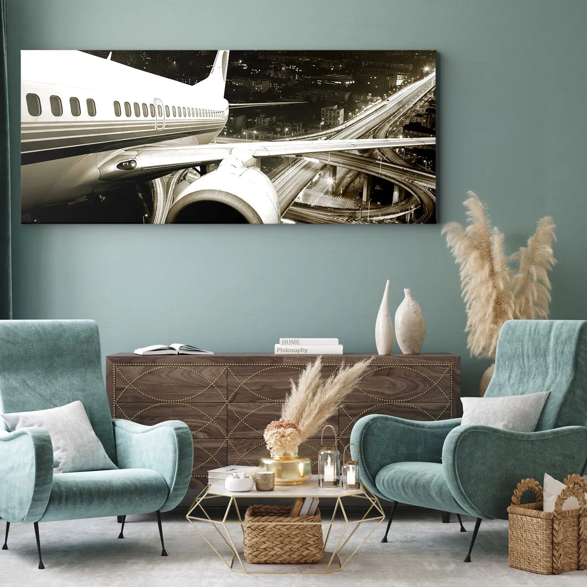 Quadro em tela - Voar para a noite - 160x50 cm