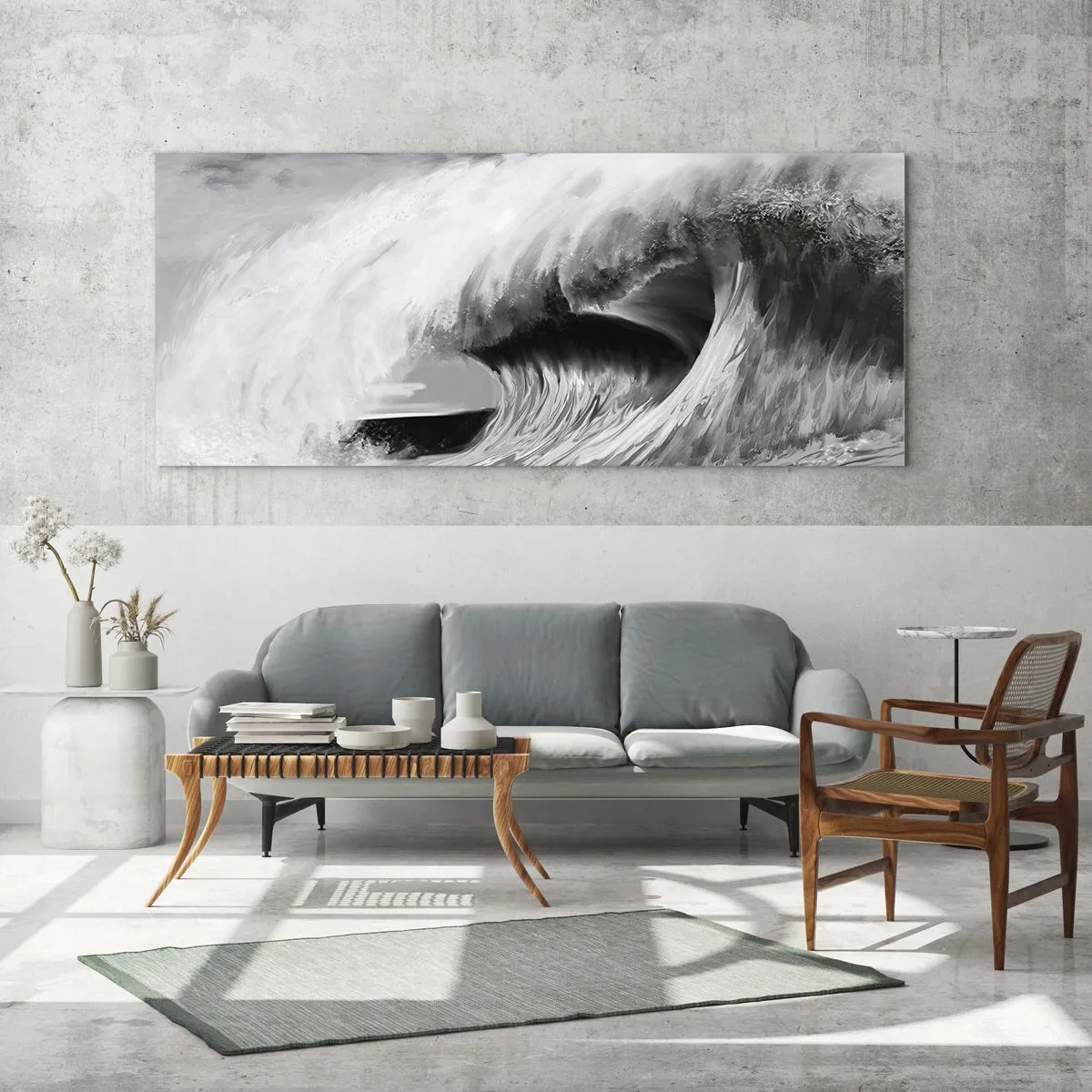 Quadro em vidro - A ira do oceano - 120x50 cm