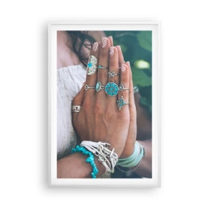 Pôster em moldura branca - Bem-vindo ao centro do ser - 61x91 cm