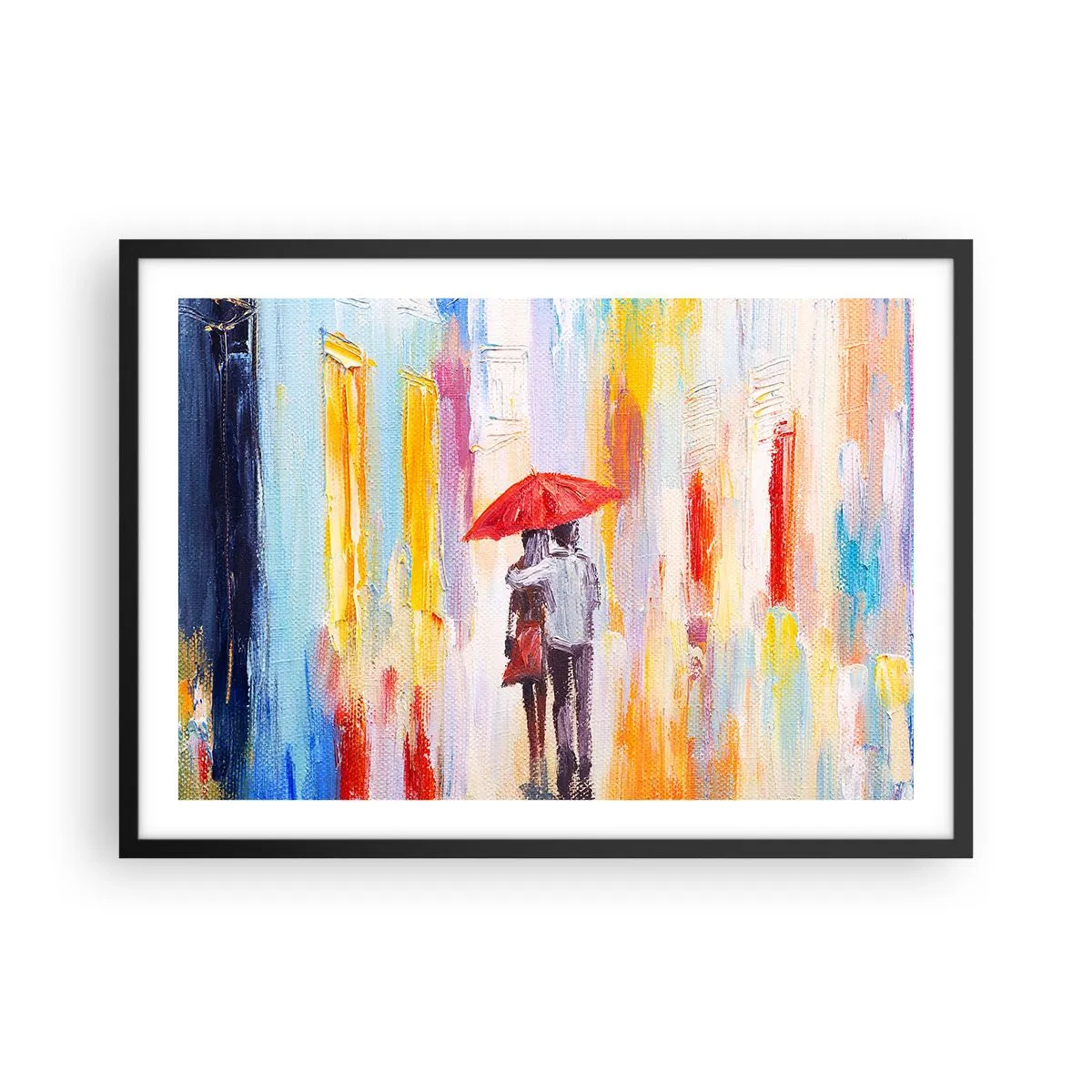 Pôster com moldura preta - Que continue a chover - 70x50 cm