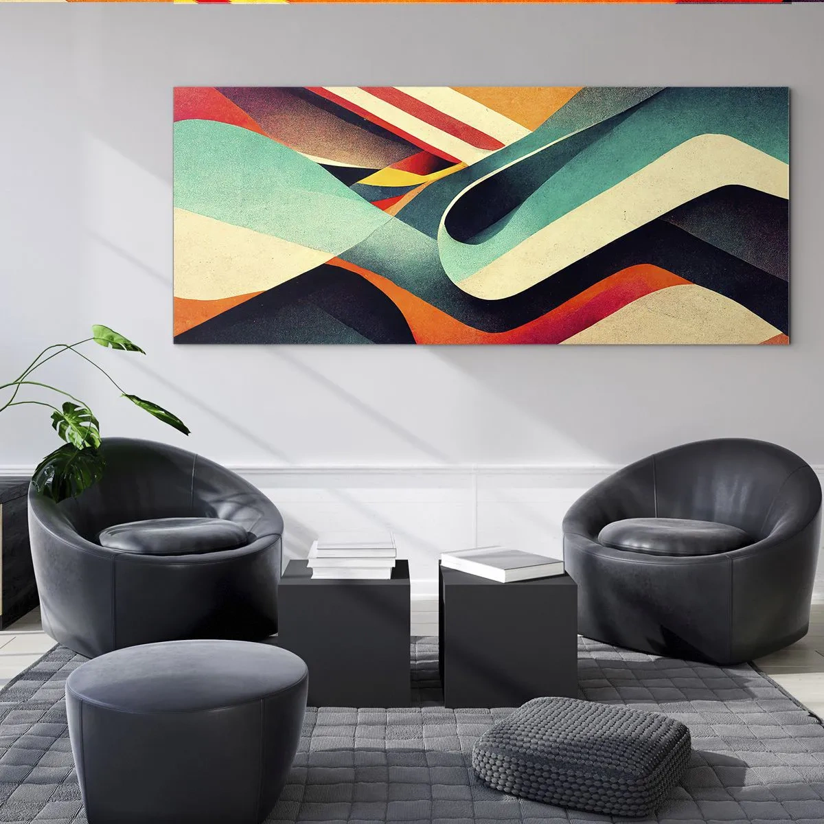 Quadro em vidro - Composição intensa - 100x40 cm