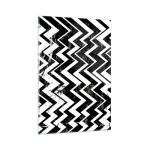 Quadro em vidro - Zig-branco, zag-preto - 80x120 cm