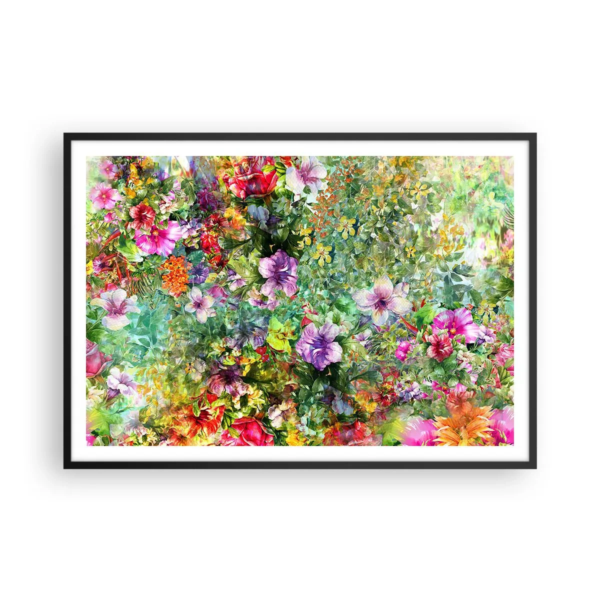 Pôster com moldura preta - Nas flores para a perdição - 100x70 cm