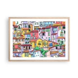 Pôster com moldura de carvalho claro - Cidade divertida - 70x50 cm