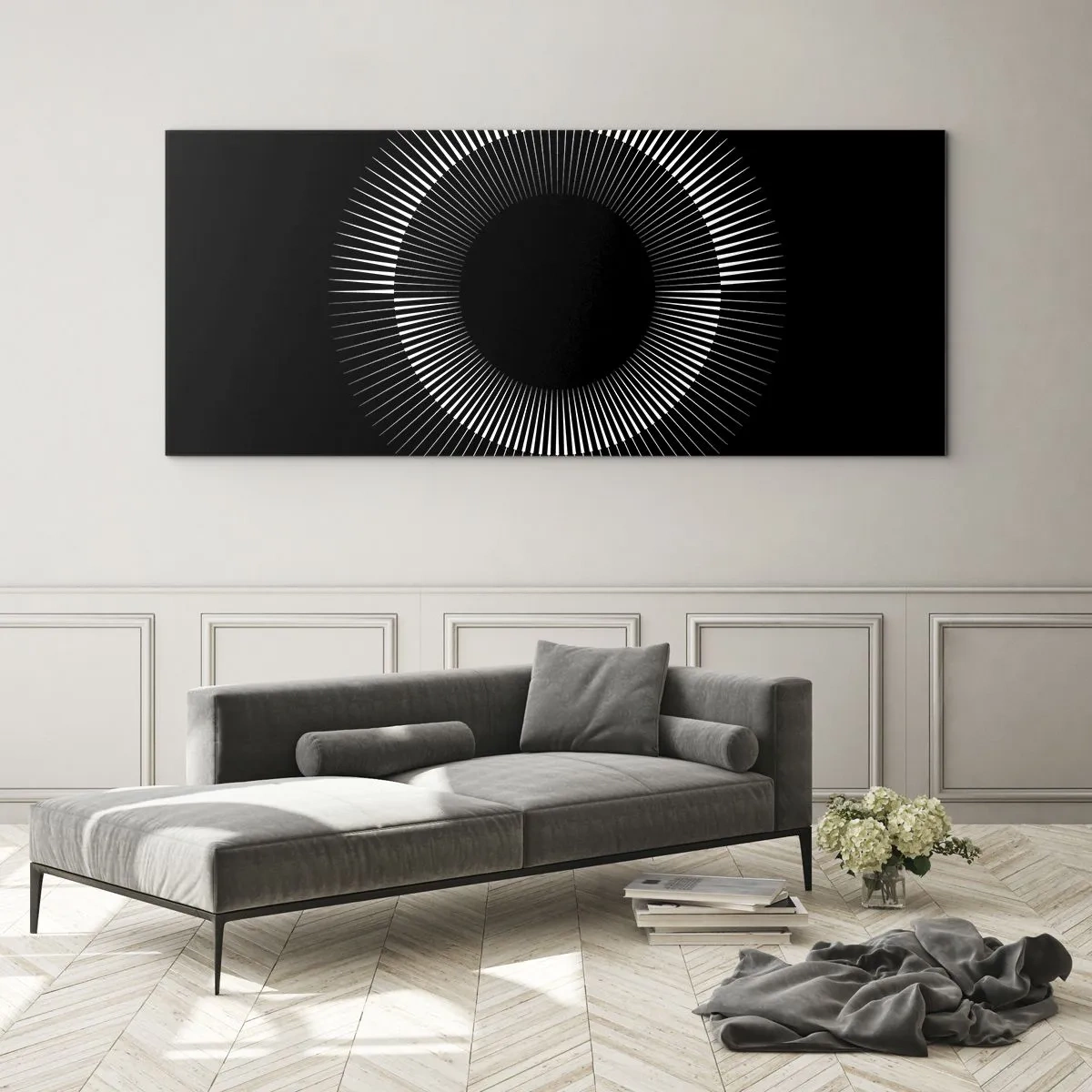 Quadro em vidro - Sol preto - 100x40 cm
