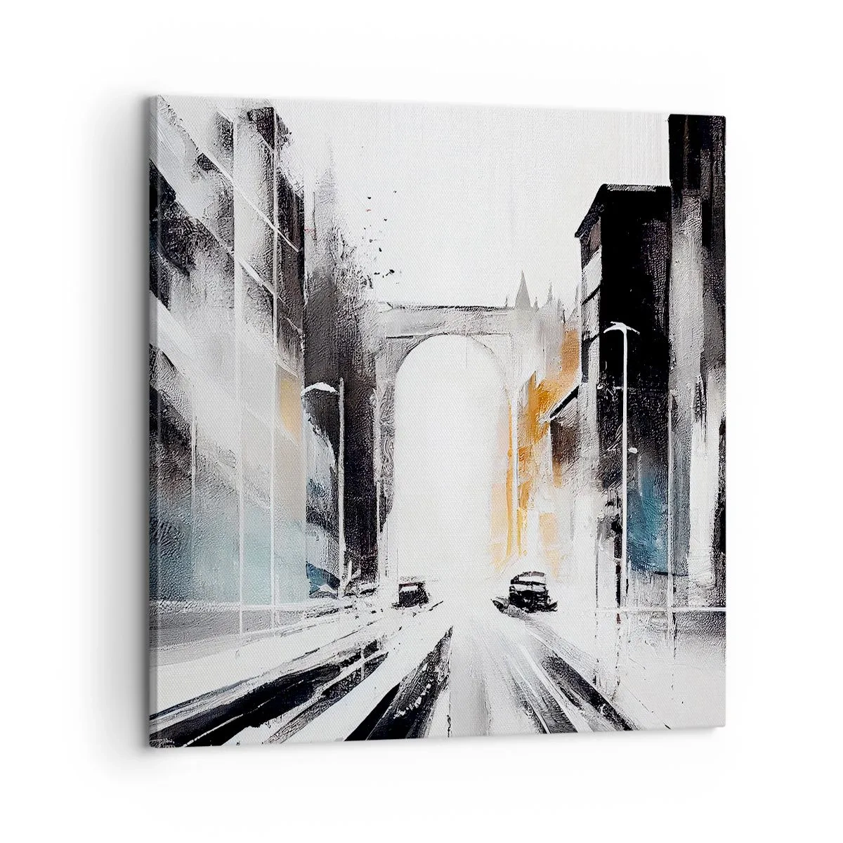 Quadro em tela - Estudo da cidade: arquitetura e movimento - 60x60 cm