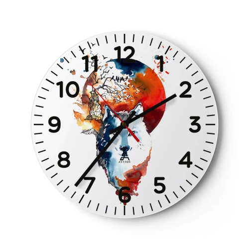 Relógio de parede - Relógio em vidro - Nariz a nariz com a noite - 40x40 cm