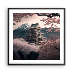 Pôster com moldura preta - A terra da flor de cerejeira - 50x50 cm