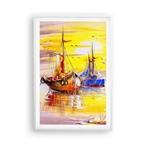 Pôster em moldura branca - Um merecido descanso no porto - 61x91 cm