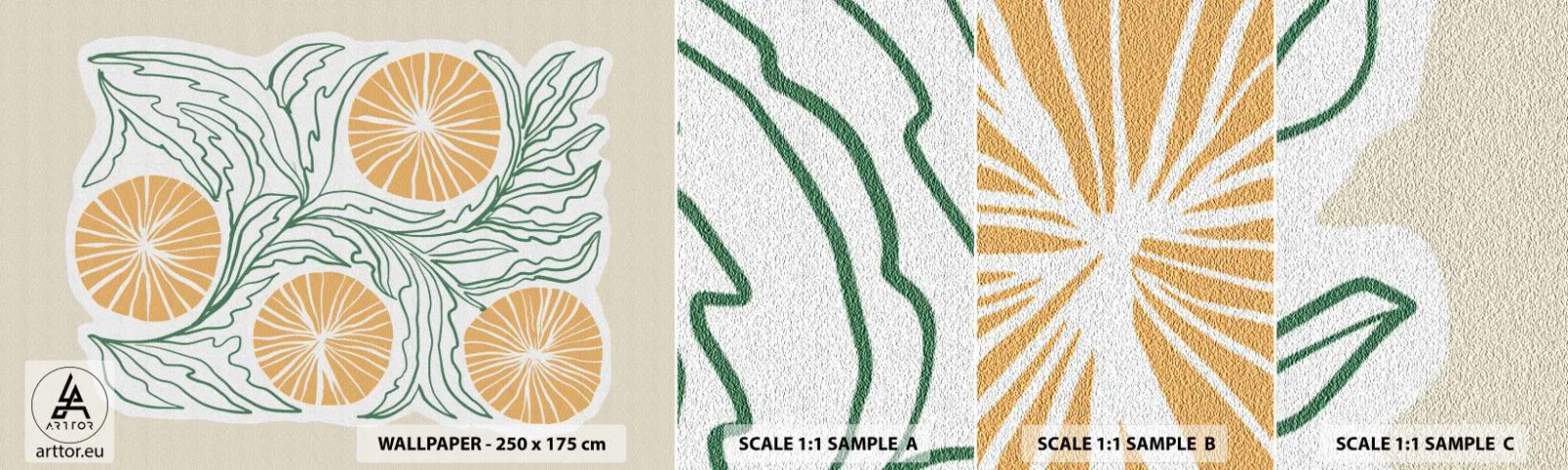 Amostra de papel de parede autocolante Deluxe Sticker - Étnico com um toque de abstração - Boho, Limão, Minimalismo - 100x30 cm