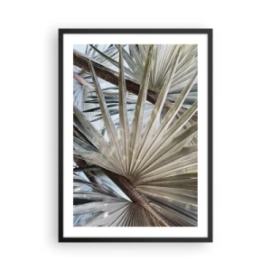 Pôster com moldura preta - Close-up de folhas de palmeira em tons pastéis - 50x70cm - Leques nos trópicos - Decoração de parede moderna para a sala de estar e quarto ARTTOR