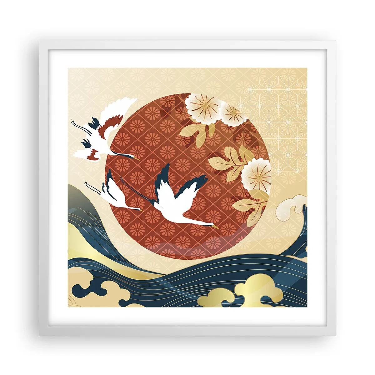 Pôster em moldura branca - Conto de fadas japonês - 50x50 cm